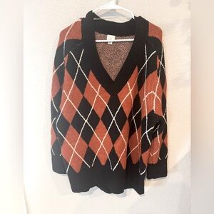 XXL Argyle V-Neck Sweater